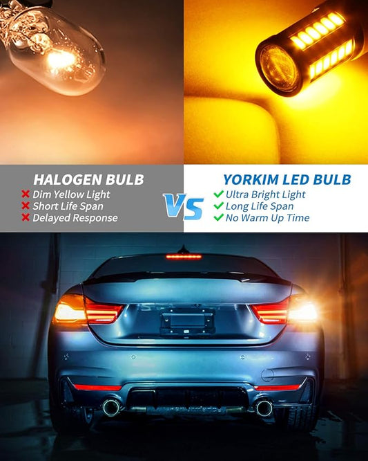 Yorkim 7440 Led Bulb Bright Amber Lights, T20 Led, 7443 Led Bulbs, 7441 Led, W21W Led, 7444 Bulbs, for reverse/backup/brake light - 5730 33 SMD pack of 2