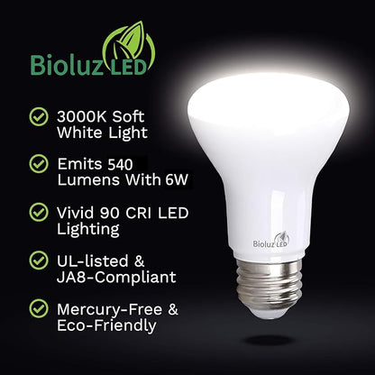 36 Pack 90 CRI BR20 LED Bulbs - 6W=50W 3000K Soft White Dimmable Light Bulbs, 540 Lumen LED Flood Lights, Outdoor/Indoor Flood Light, UL-Listed, Energy-Efficient