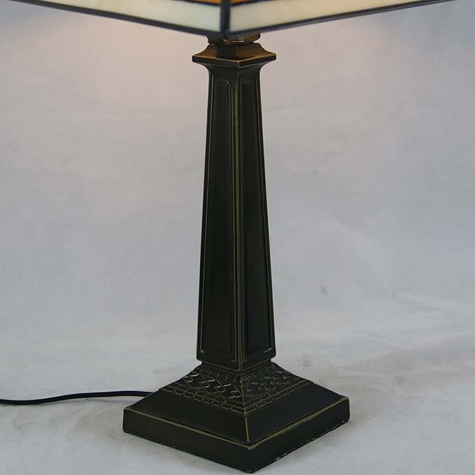Bieye L10345 Mission Tiffany Style Stained Glass Table Lamp with 11-inches Wide Lampshade, 20-inch Tall