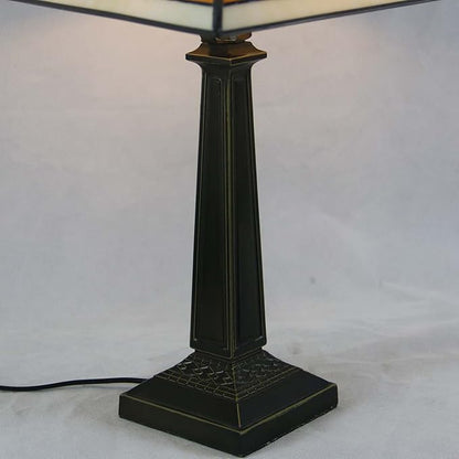 Bieye L10345 Mission Tiffany Style Stained Glass Table Lamp with 11-inches Wide Lampshade, 20-inch Tall