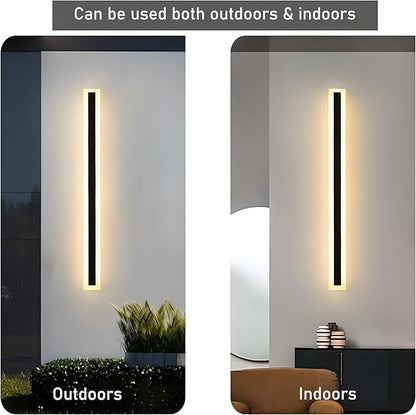 2Pack 23.6inch Long Outdoor Modern LED Wall Light,18W Waterproof IP65 Warm White 110V led Wall Mount Lighting Fixture Rectangular Black Wall Lights Elegant Frosted White Acrylic Anti Rust