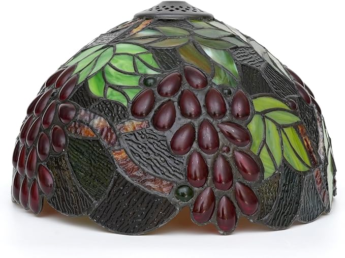 Tiffany Style Lamp Shade, 12 Inch Harvest Grapes Stained Glass Lamp Shade Replacement Vintage Lamp Cover Accessories Fit for Table Lamp Pendant Light Ceiling Light