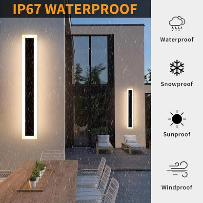 Mikeru Upgraded Widened 2pack 47.2inch Outdoor Wall Light Fixtures, 10%-100% Dimmable Outdoor Wall Lights Exterior Front Porch Light 3000-6000k Outdoor Light Fixtures Wall Mount for Basement, Garage