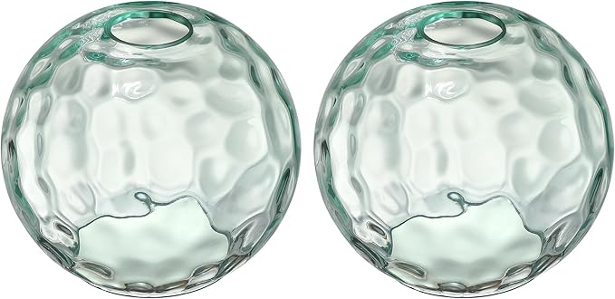 6.3 Inch Replacement Clear Hammer Glass Lamp Shade Light Fixture,for Replacement Wall Sconce Pendant Light Ceiling Light Chandelier Shade,Factory Outlet (Green Glass, 2 Pack)
