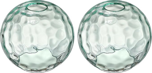 6.3 Inch Replacement Clear Hammer Glass Lamp Shade Light Fixture,for Replacement Wall Sconce Pendant Light Ceiling Light Chandelier Shade,Factory Outlet (Green Glass, 2 Pack)