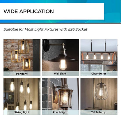 Hizashi Edison Bulbs Dimmable, Vintage E26 LED Bulb 60 Watt Equivalent UL Listed, 4000K Cool White 700lm 6W 95+CRI ST58/ST19 Antique Light Bulbs with E26 Medium Base, Clear Glass, Pack of 4