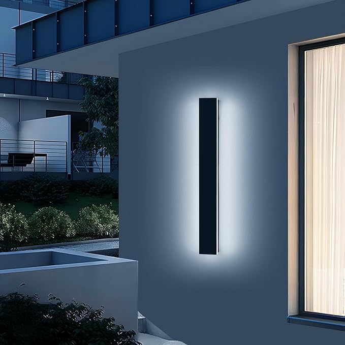 23.6inch Exterior Wall Lights for House, Modern Outdoor Wall Sconce, Dimmable 3000K-6000K, IP65 Waterproof, Outside Long Strip Light, Wall Mount Lighting for Porch, Garage with Remote Control