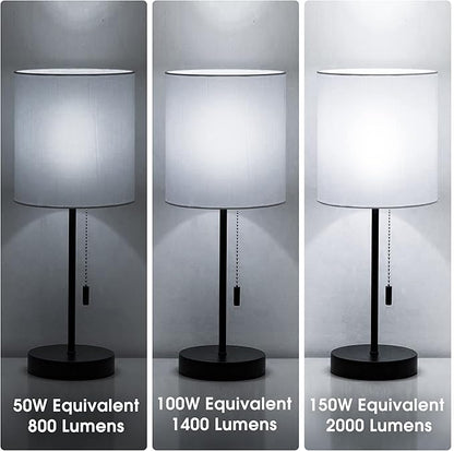 Briignite 3 Way LED Light Bulbs 50-100-150W Equivalent Daylight White 5000K, 3-Way A21 LED Light Bulb E26 Medium Base, 600LM-1250LM-1850LM, Perfect for Table Lamp, Floor Lamp, Desk Lamp, 2 Pack
