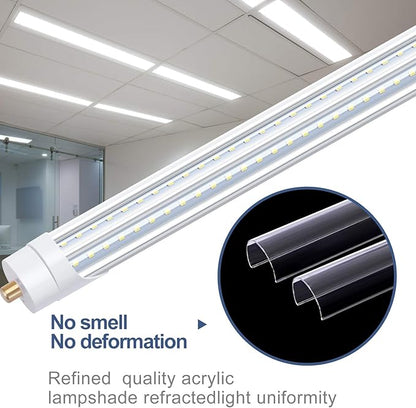8ft LED Bulbs, LED Shop Light Single Pin, V Shaped 8foot LED Tube Lights, T8 T12 FA8 LED Bulb, 90W 10000LM, Clear Cover, Daylight White 5000k, Ballast Removed, Fluorescent Tube Replacement, 10Pack