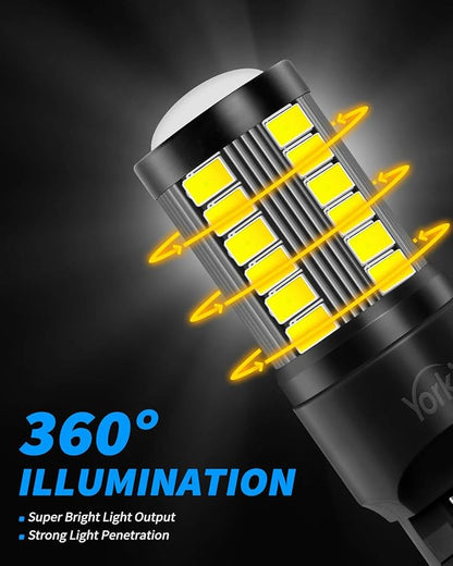 Yorkim 7440 Led Bulb Bright White Lights, T20 Led Bulb, 7443 7441 Led Bulbs, W21W Lights, 7444 Bulbs for reverse/backup/brake light - 5730 33 SMD pack of 2