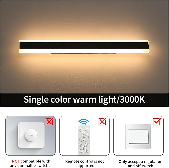 2 Pack Exterior Wall Light Fixture, 59inch Modern Outdoor Wall Sconce, IP65 Waterproof, 3000K Warm White, 55W Black Minimalist Outside LED Strip Lights for Garage, Patio, Balcony, Fence