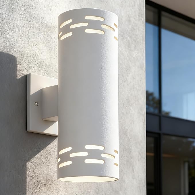 Modern Outdoor Wall Lights,Stainless Steel, 23W 3000K Integrated LED Cylinder Up Down Wall Sconce Porch Lighting IP65 Waterproof Patio Wall Light Fixture for House Porch Entryway
