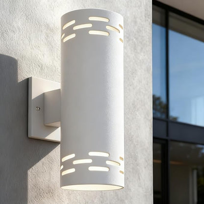 Modern Outdoor Wall Lights,Stainless Steel, 23W 3000K Integrated LED Cylinder Up Down Wall Sconce Porch Lighting IP65 Waterproof Patio Wall Light Fixture for House Porch Entryway