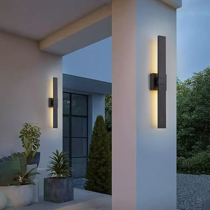 2-Pack Modern Outdoor Wall Light Exterior Black LED Patio Wall Light Fixture 27.2" Exterior Wall Sconce Outdoor Porch Lights for House