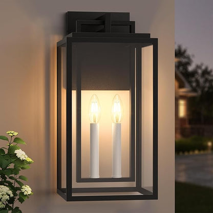 𝟏𝟖𝐈𝐍 Large Outdoor Wall Lights, Modern Exterior Lighting Fixtures with White E12 Base, Wall Mount Lantern Waterproof Outside Sconce for House Porch Patio Yard Front Door