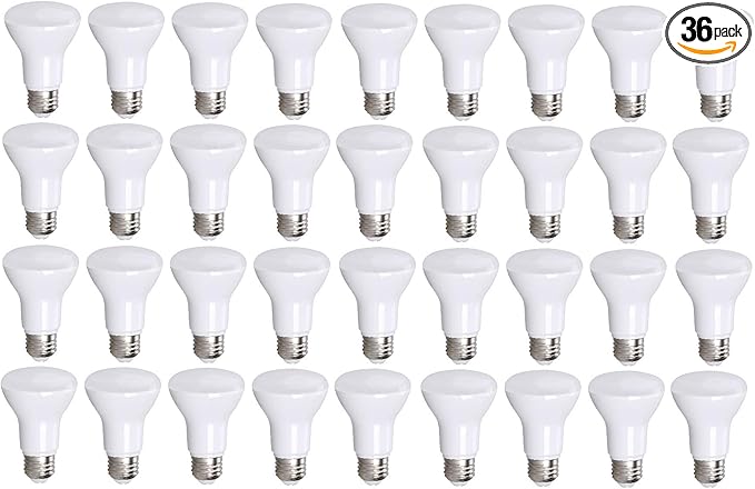 36 Pack 90 CRI BR20 LED Bulbs - 6W=50W 5000K Daylight Dimmable Flood Lights, Outdoor/Indoor Use, UL-Listed, Energy-Efficient Soft White LED Light Bulbs