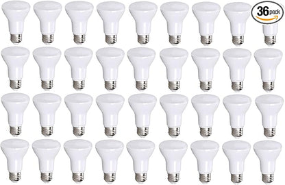 36 Pack 90 CRI BR20 LED Bulbs - 6W=50W 5000K Daylight Dimmable Flood Lights, Outdoor/Indoor Use, UL-Listed, Energy-Efficient Soft White LED Light Bulbs
