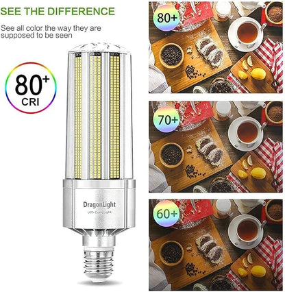 DragonLight 240W Commercial Grade Corn LED Light Bulb (1000 Watt Metal Halide/HID/HPS Replacement) E39 Large Mogul Base LED Lamp 3000K Warm White 32,400LM for High Bay Area Lighting