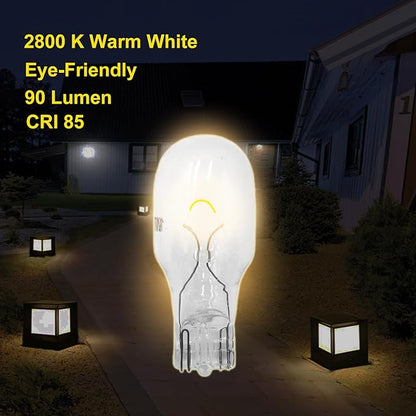 12-Pack 12 Volt 7 Watt Low Voltage T5 Landscape Light Bulbs for Malibu Lights Landscape, Appliance, RV, Outdoor,Lamp -2800K Warm White,CRI 85 (Clear)