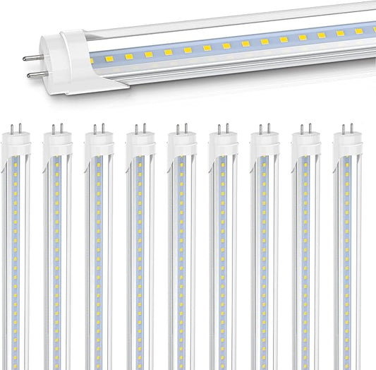 CNSUNWAY 4FT LED Tube Lights - 18W, 2400LM 6000K Daylight, Type A+B Plug & Play/Ballast Bypass, Single/Double-End Power, T8/T10/T12 Replacement for Garage Warehouse Lighting, Clear (10 Pack)