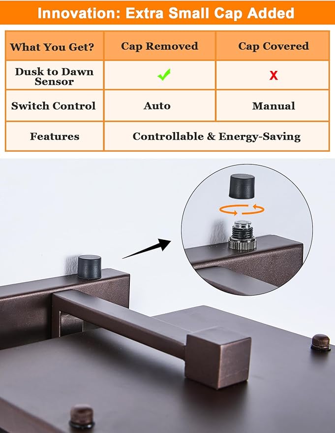 Rustic Dusk to Dawn Outdoor Wall Light Fixture 13.8"H Oil Rubbed Bronze Exterior Wall Sconces with Seeded Glass Sensor Outdoor Wall Lantern for House Patio Porch Entryway Garage Wall Lamps Waterproof