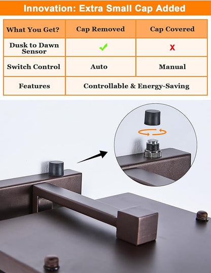 Rustic Dusk to Dawn Outdoor Wall Light Fixture 13.8"H Oil Rubbed Bronze Exterior Wall Sconces with Seeded Glass Sensor Outdoor Wall Lantern for House Patio Porch Entryway Garage Wall Lamps Waterproof