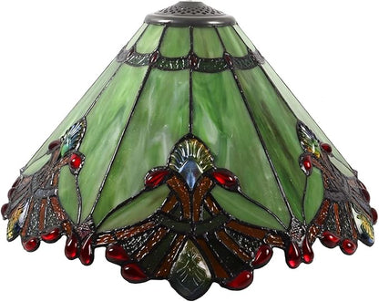 Bieye S10026 Tiffany Style Stained Glass Baroque Lampshade (17-inch Wide Green)