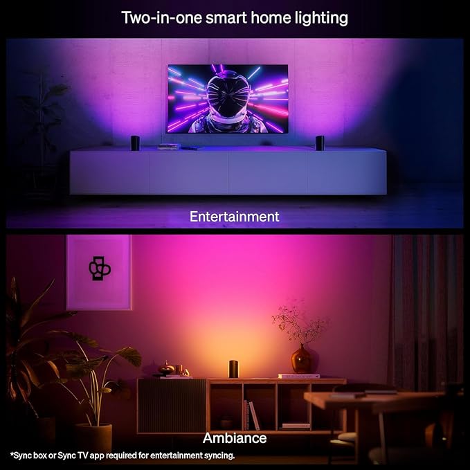 Philips Hue Play Smart Wall Washer (White), White & Color Light with ColorCast Technology, Bluetooth Compatible - 2 Pack