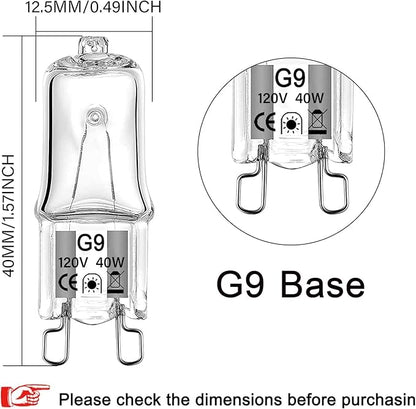 G9 Halogen Bulb 40 Watt 120 Volt Dimmable T4 JCD Type Bi-Pin Base for Chandeliers, Pendants, Cabinet Lights, Landscape Lights Replacement, Warm White (10 Pack)