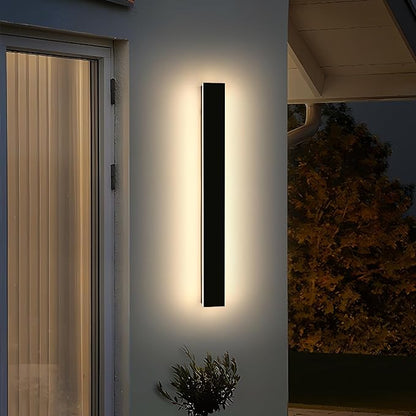 47inch Modern LED Wall Light, 3 Color Lights 3000K/4500K/6000K, IP65 Waterproof Outdoor Light Fixture, Black Aluminum Minimalist Exterior Wall Sconce for Patio, Garden, Garage, Porch