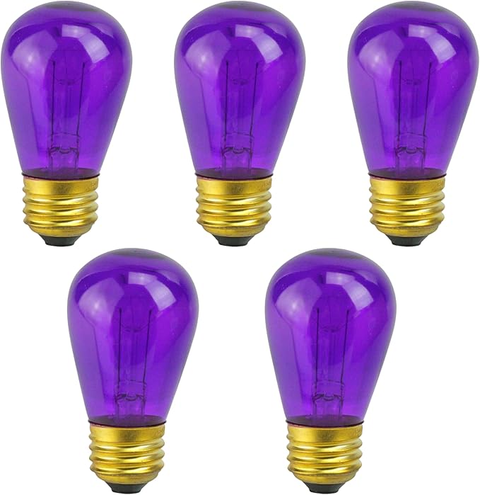 Northlight Incandescent S14 Transparent Edison Style Christmas Replacement Bulbs - Purple - Pack of 25