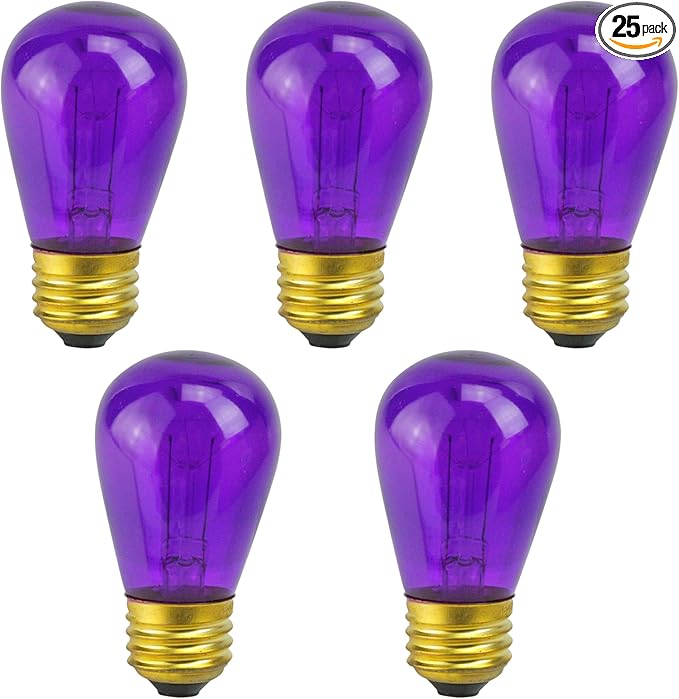 Northlight Incandescent S14 Transparent Edison Style Christmas Replacement Bulbs - Purple - Pack of 25