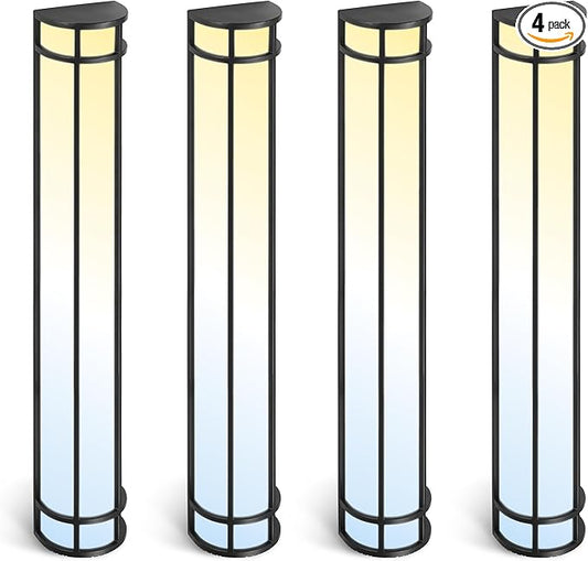 ASD LED 36" Half Cylinder Wall Light Fixture, Outdoor Patio Sconce | 3CCT, Stainless Steel, Waterproof, Energy Star, ETL Listed | 28W 2500LM 3000-5000K 100-277V | Exterior Lighting | Black, 4 Pack