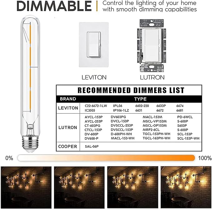XININSUN T10 Led Bulb,8.9 Inch Long Tubular Led Light Bulbs,40Watt Equivalent, Warm White 2700K 400lm,E26 4W led t10 Bulb,LED Filament Light Bulb,Dimmable Long Light Bulbs,Clear Glass,4 Pack.