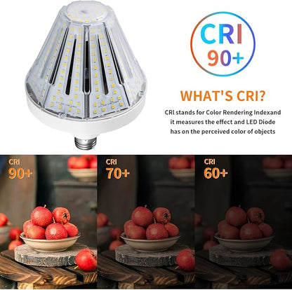 600W Equivalent Led Corn light bulbs,60W 9000 Lumens LED Corn Bulb 5000K Daylight White Lamp,E26 Medium/E39 Mogul Base,2-Pack Large Area Lights For Outdoor Indoor Garage Warehouse High Bay Lighting