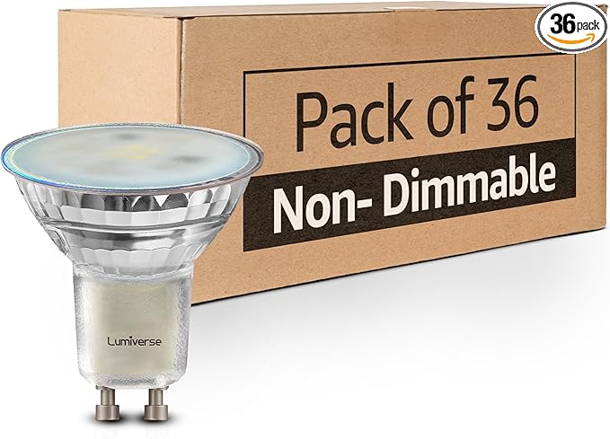Lumiverse 36 Pack GU10 LED Bulb, Non-dimmable 4W (35W Equivalent) 100 Degree Flood Beam 5000K Daylight White, Halogen Replacement for Kitchen, Living Room, Bedroom