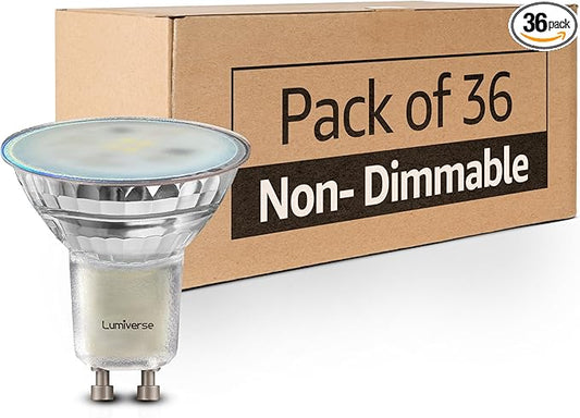 Lumiverse 36 Pack GU10 LED Bulb, Non-dimmable 4W (35W Equivalent) 100 Degree Flood Beam 5000K Daylight White, Halogen Replacement for Kitchen, Living Room, Bedroom