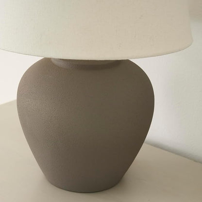 Nourison Home 20" Brown Ceramic Pot Table Lamp for Bedroom, Living Room, Console, Entryway