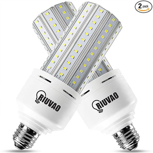 2 Pack Corn Cob LED Light Bulb 600W Equivalent, 60W LED Corn Bulb 7500 Lumen 5000K Large Area Cool Daylight White E26/E27 Medium Base for Garage Backyard Bedroom Warehouse Factory Workshop Street