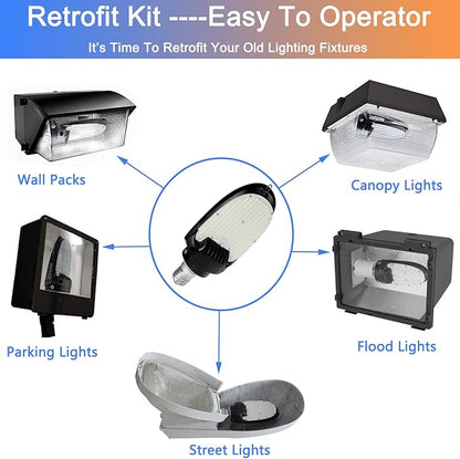 LED Shoebox Corn Retrofit Lamp, 75W/95W/115W Power Selectable, 5000K Shoebox Corn Bulb, Rotatable E39 Mogul Base, 500W MH Equivalent, LED Paddle Bulb for Parking Lot, Wall Pack, Flood Light Retrofit