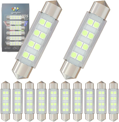 Festoon 578 LED Bulbs,211-2 LED Car Bulb 43mm 44mm Ice Blue,DC 12V 212-2 LED Bulb for Boat RV Automotive Interior Dome Glove box Trunk Lights (Pack 12)
