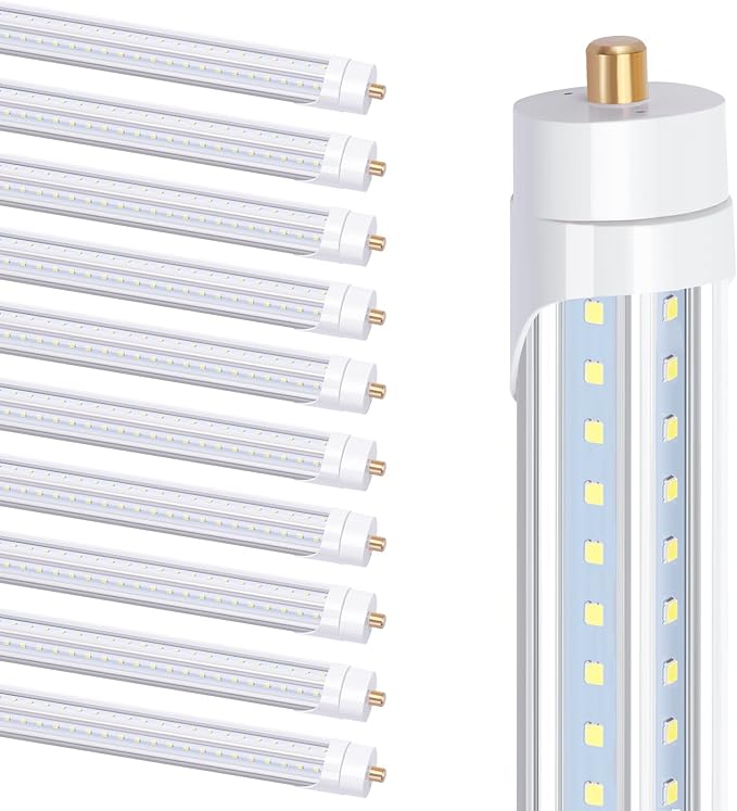 8FT LED Bulb T8 90W V Shaped Led Tube Light,Need Bypass Ballast,Single Pin FA8 Base 5000K Daylight White, 8 Foot (Replace 180W Lamp) Dual-Ended Power AC 90-277V 10 Pack