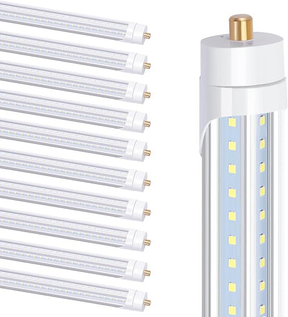 8FT LED Bulb T8 90W V Shaped Led Tube Light,Need Bypass Ballast,Single Pin FA8 Base 5000K Daylight White, 8 Foot (Replace 180W Lamp) Dual-Ended Power AC 90-277V 10 Pack