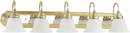 Livex Lighting 1005-25 Belmont 5-Light Bath Light, Polished Brass and Chrome, 36 x 8.5 x 8.5