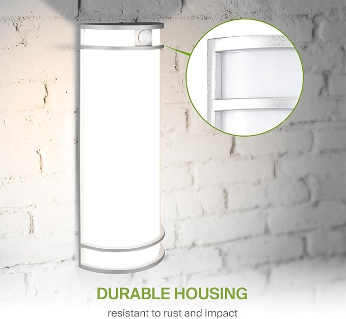 ASD 18 Inch LED Outdoor & Indoor Wall Mount Light Fixture with Motion Sensor - Brushed Nickel Wall Sconce Lighting - 20W 120-277V 3000K 4000K 5000K Exterior Lights - Front Door & Patio - ETL