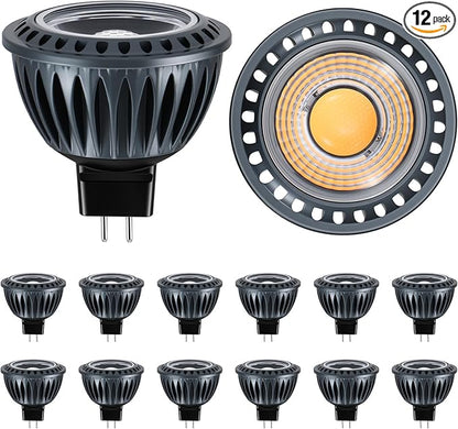 Gardencoin MR16 LED Light Blub, 5W 2700K Warm White 450 Lumens Dimmable, Aluminum Housing, Low Voltage 12V Input,GU5.3 bi-pin Light Bulbs for Landscape &Accent Lighting, Indoor/Outdoor Use,12-Pack