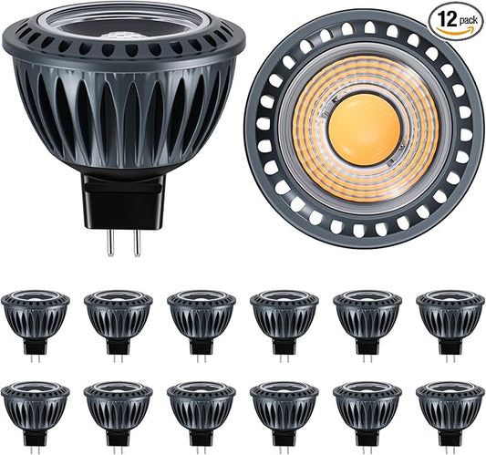 Gardencoin MR16 LED Light Blub, 5W 2700K Warm White 450 Lumens Dimmable, Aluminum Housing, Low Voltage 12V Input,GU5.3 bi-pin Light Bulbs for Landscape &Accent Lighting, Indoor/Outdoor Use,12-Pack