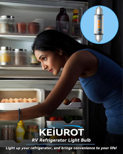 Keiurot T3 44MM Uder Cabinet Festoon Light Bulb Replacement Bulb Kit, Festoon bulb for Undercabinet RV Refrigerator Light Bulb Warm White 12Volt AC/DC, 6Pack