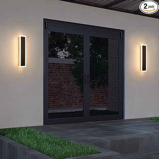 2-Pack Modern Outdoor Lights 3000-6000K Exterior Light Fixture 15.7in Porch & Patio Light Frosted White Acrylic Outdoor Sconce Watetproof Suitable for Garage Entry House