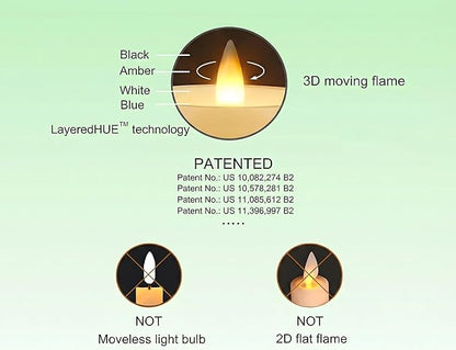 Rechargeable Flameless Tealights Candle with Remote Timer, 3D Moving Flame Real Wax Led Tealight Candles (Includes Remote Control, Charging Base, and USB Cable) (Glitter Ivory, 1.4in)